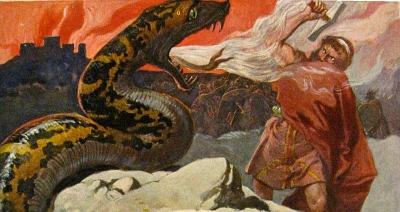 Thor fighting the Midgard serpent